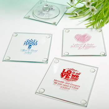 monogrammed glass coasters