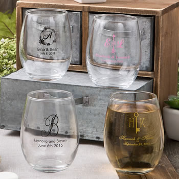 Screen Printed Stemless Wine Glasses - Custom Glassware