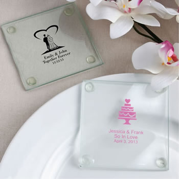 Personalized Wedding Design Glass Coasters Nice Price Favors