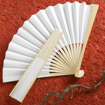 white folding hand fans